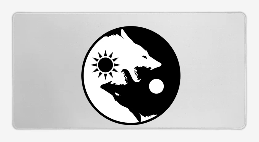 Mouse pad Gamer Blanco de Ying yang wolf