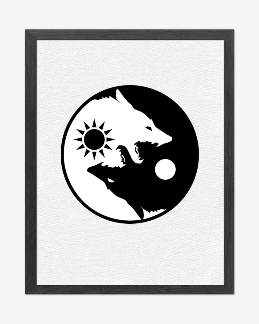 Cuadro decorativo Blanco de Ying yang wolf