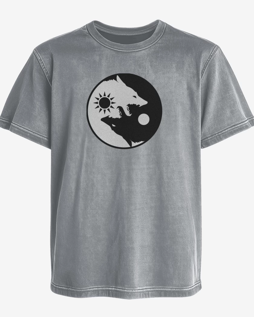 Polera desgastada Ying yang wolf