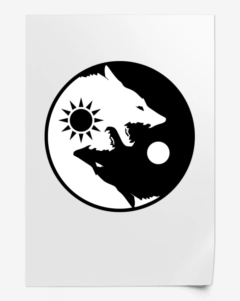 Print Ying yang wolf