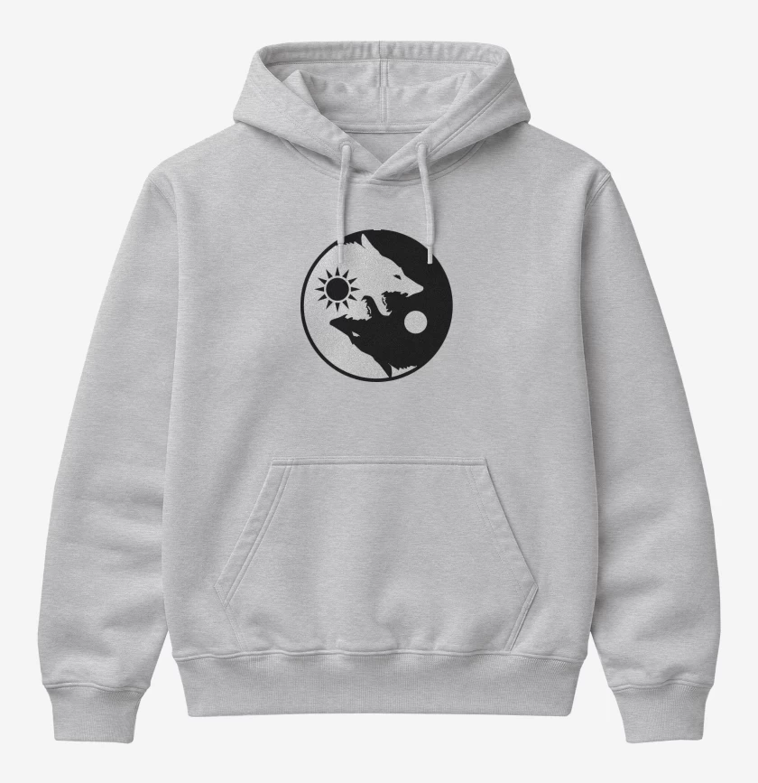 Poleron Canguro básico Gris Melange de Ying yang wolf