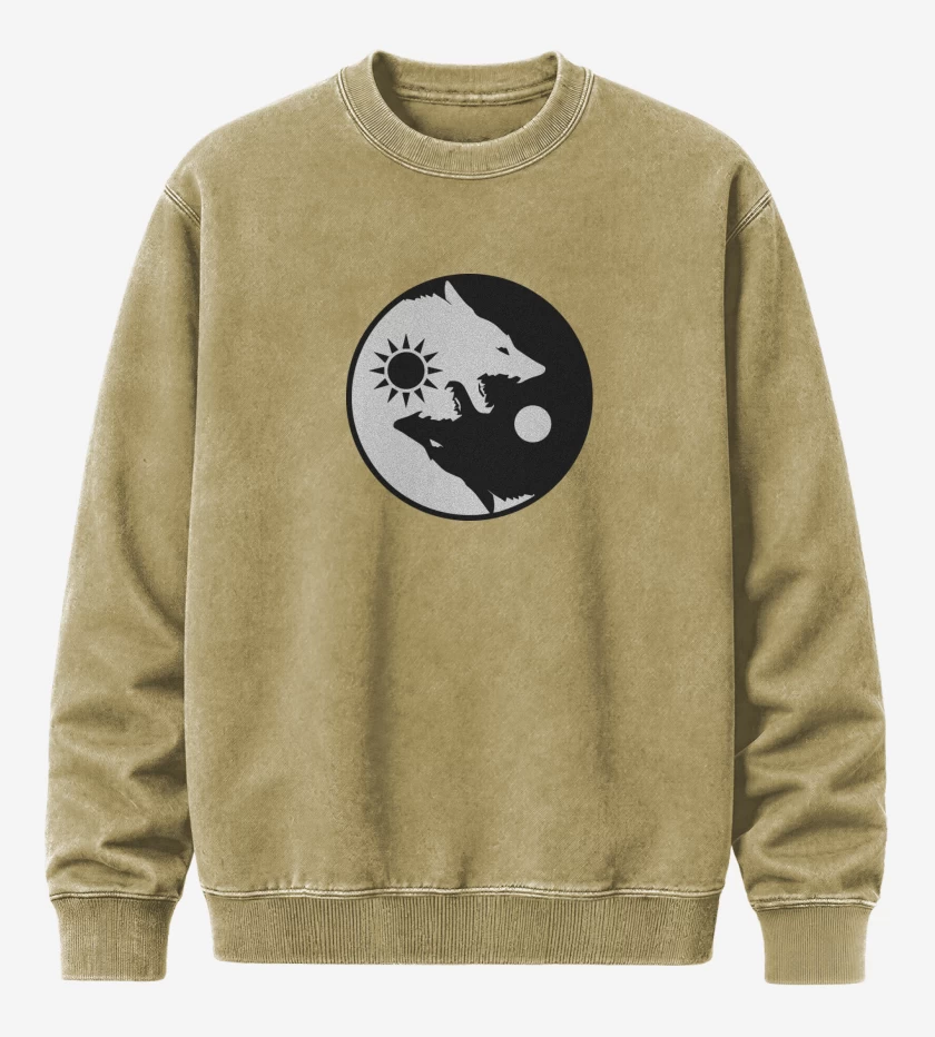 Poleron Polo Acid Wash Beige de Ying yang wolf