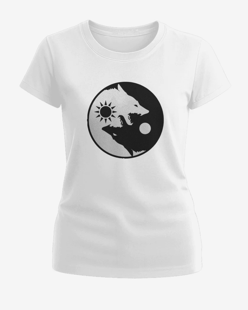 Polera de Mujer Blanco de Ying yang wolf