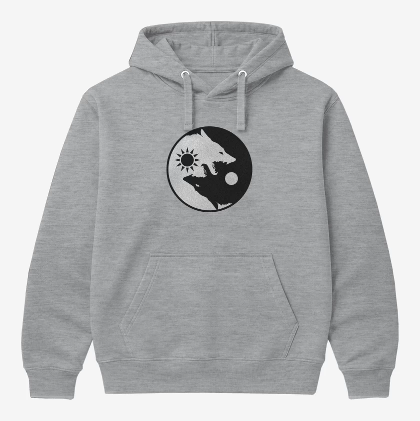 Polerón Canguro Gris Melange de Ying yang wolf