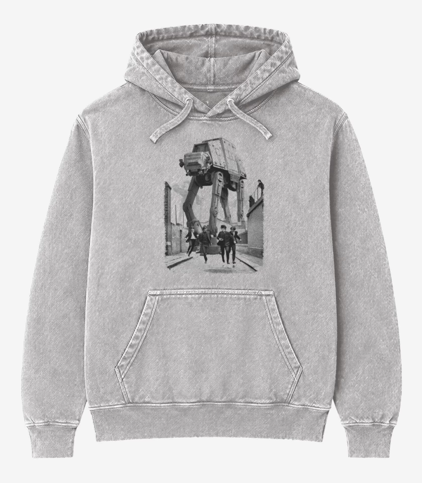 Poleron Canguro Acid Wash Gris Melange de The Beatles Wars 