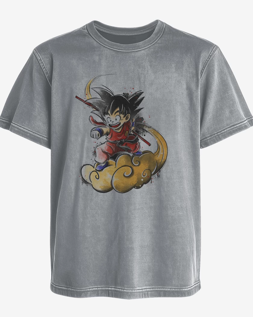 Polera desgastada Gris Melange de Gokucillo