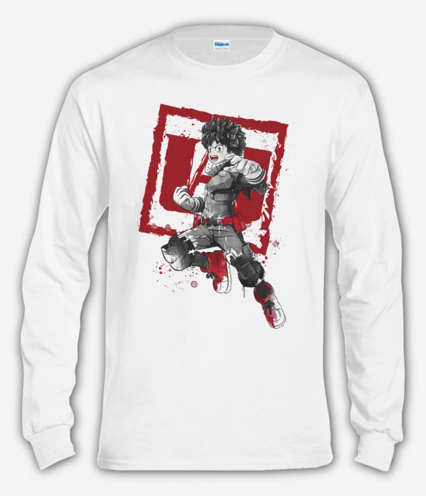 Polera manga larga Blanco de Midoriya
