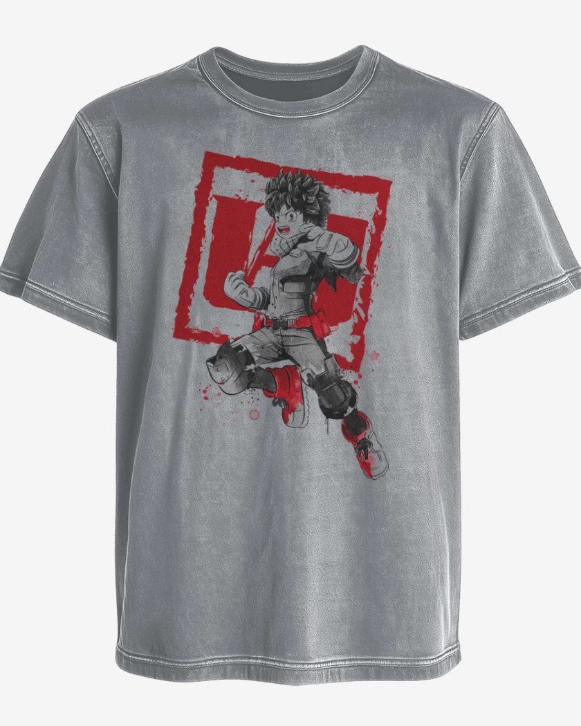 Polera desgastada Gris Melange de Midoriya