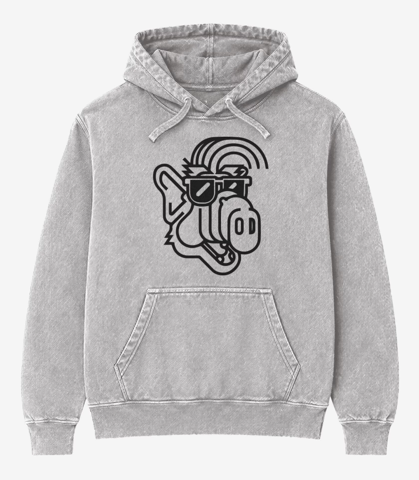 Poleron Canguro Acid Wash Gris Melange de Alf