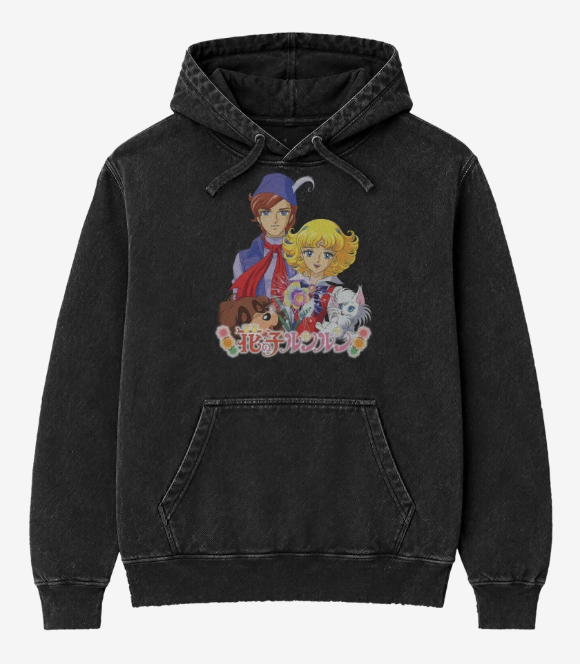 Poleron Canguro Acid Wash Negro de Angel