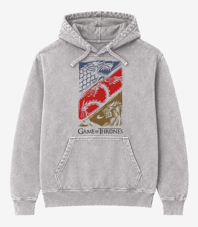 Poleron Canguro Acid Wash Gris Melange de Game of thrones
