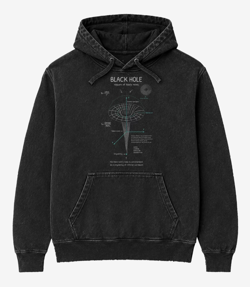 Poleron Canguro Acid Wash Negro de Teoria