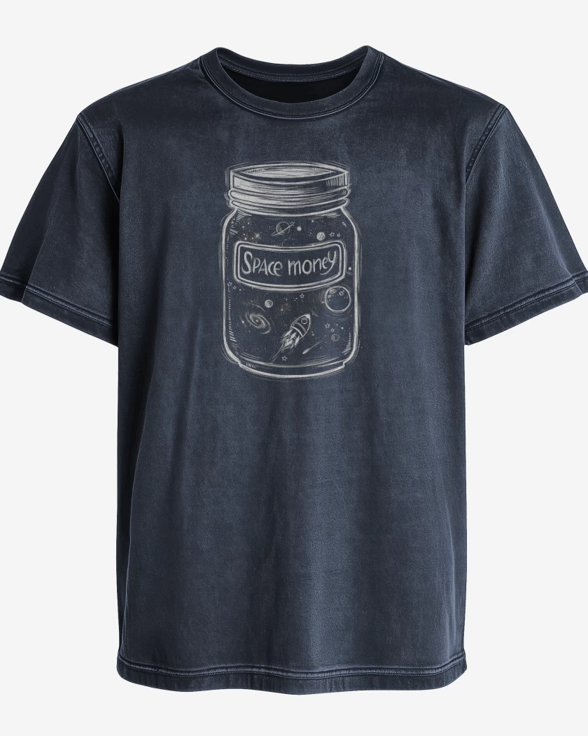 Polera desgastada Azul Marino de Dinero Espacial