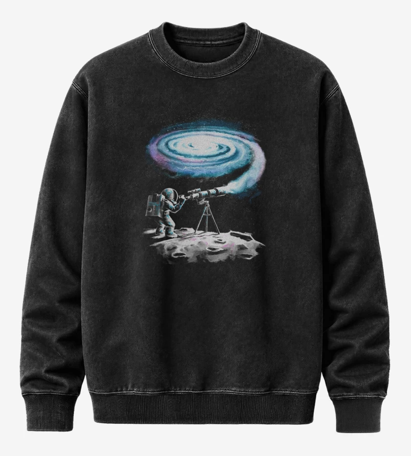 Poleron Polo Acid Wash Negro de astronauta 2.0
