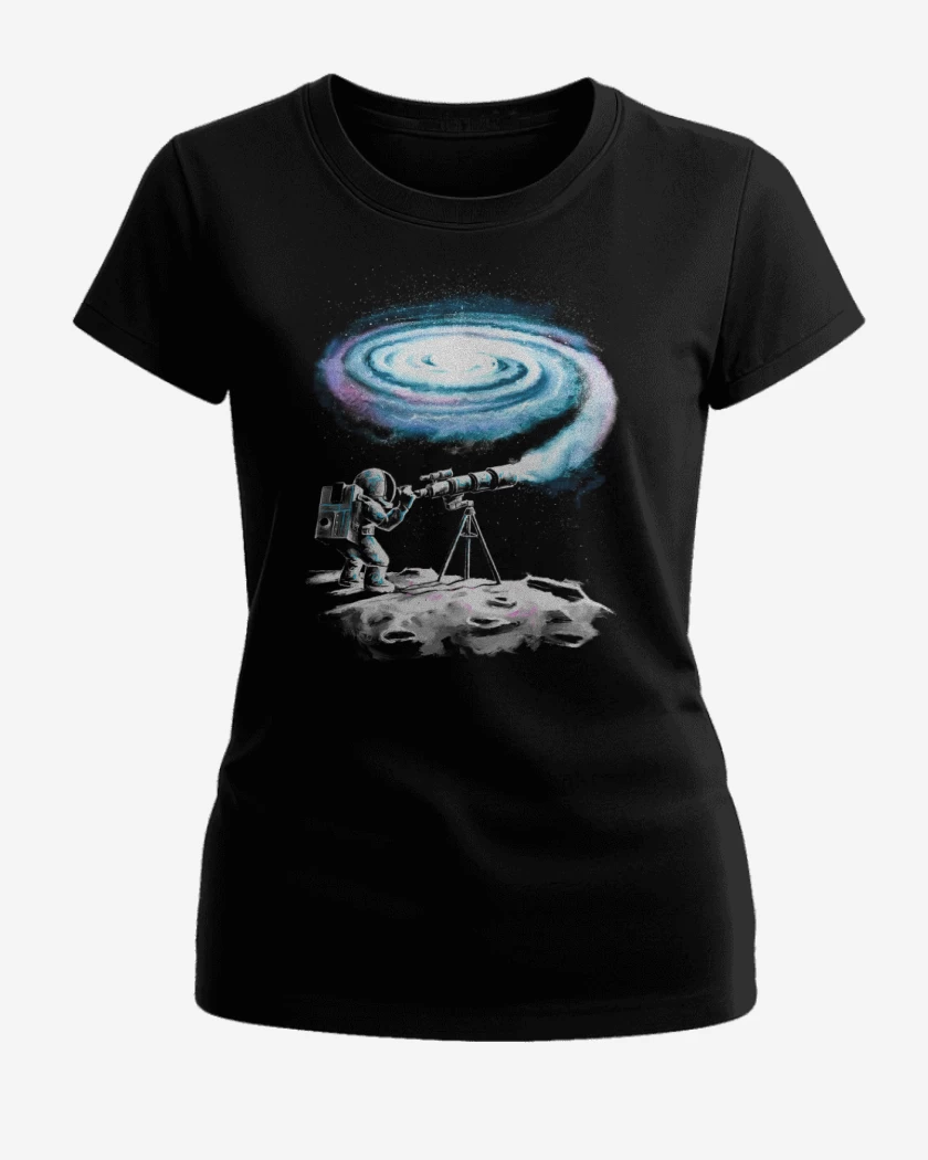 Polera de Mujer Negro de astronauta 2.0