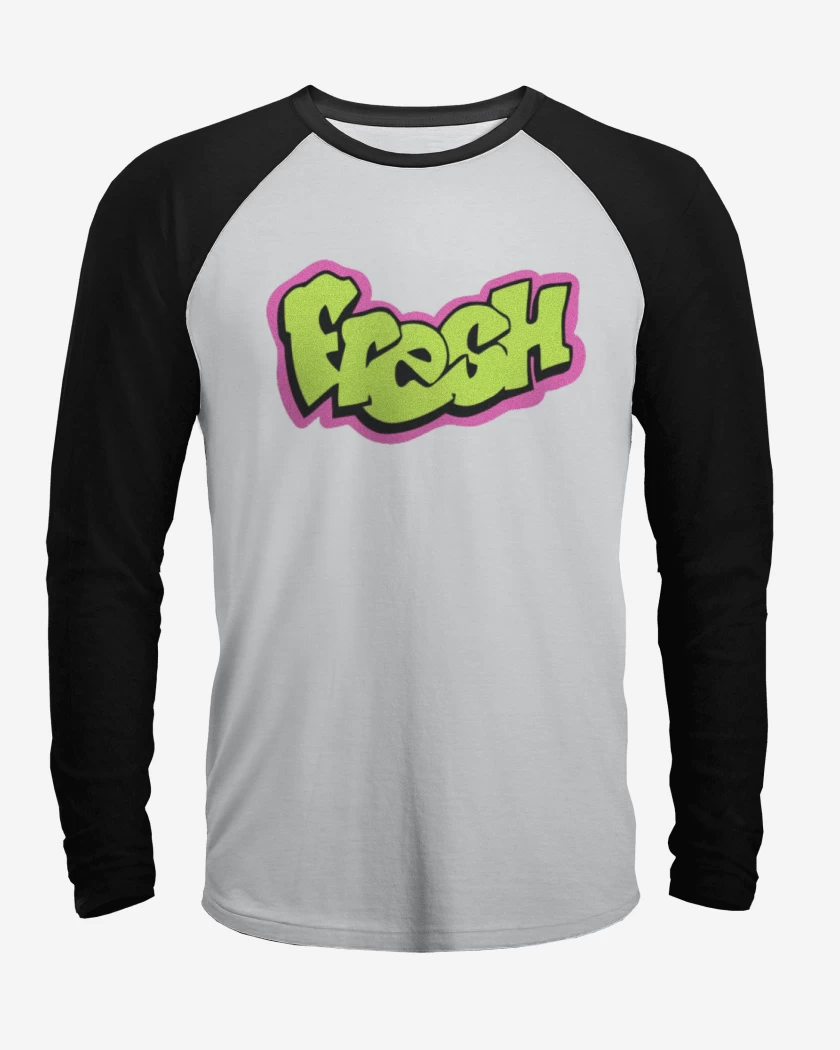 Polera Raglan Blanco / Negro de fresco