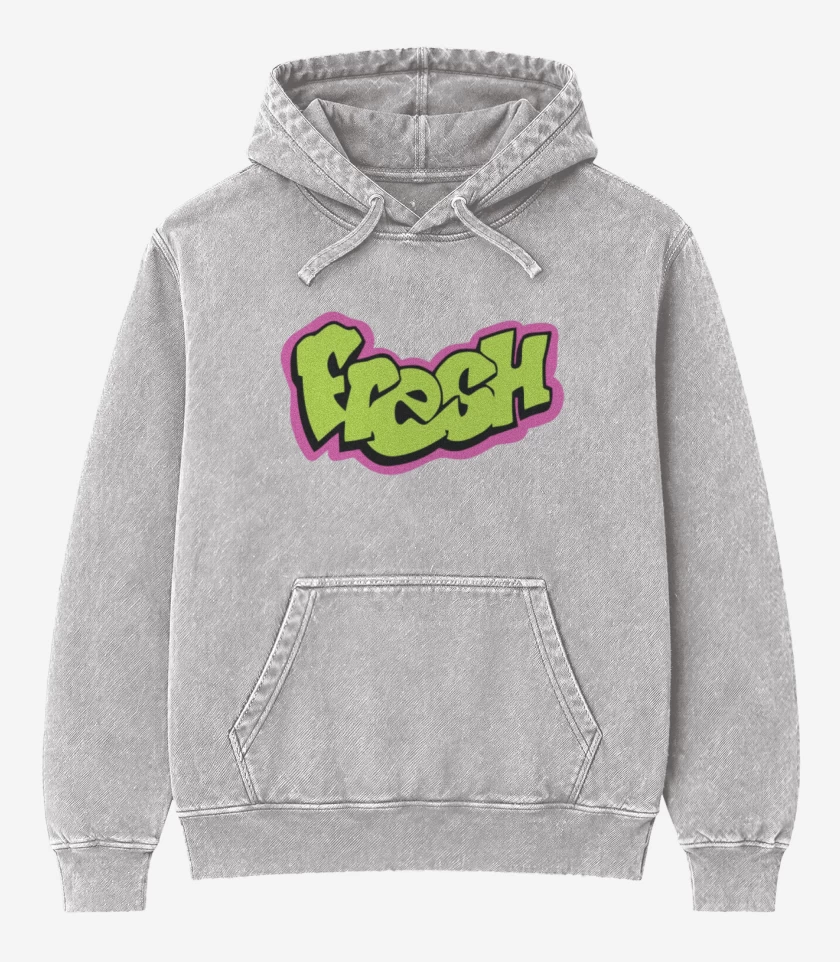 Poleron Canguro Acid Wash Gris Melange de fresco