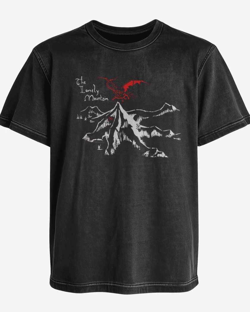 Polera desgastada Negro de Montaña solitaria