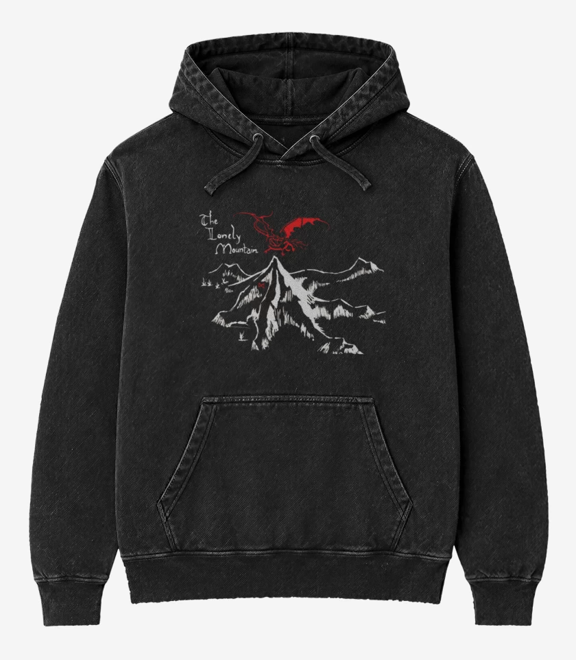 Poleron Canguro Acid Wash Negro de Montaña solitaria