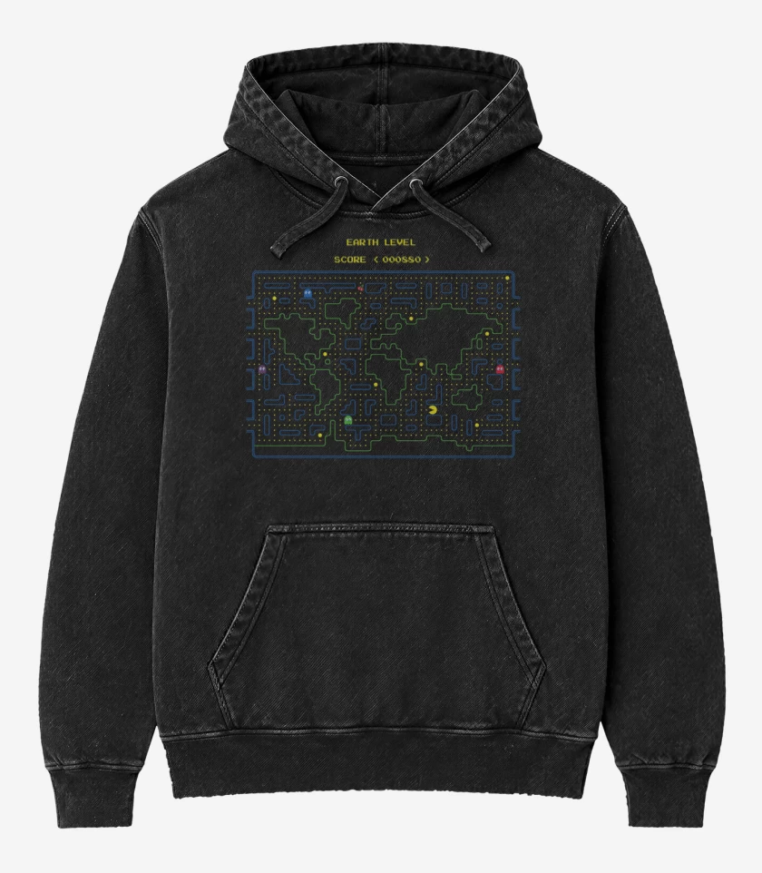 Poleron Canguro Acid Wash Negro de Earth Level