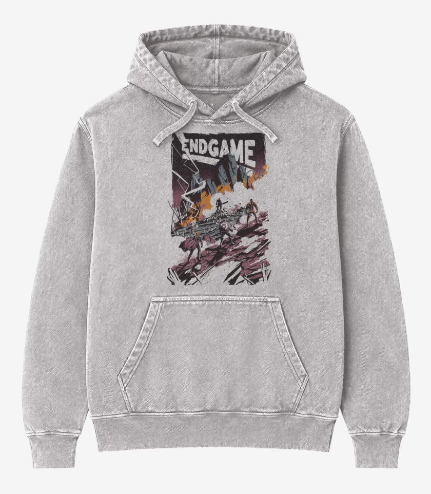 Poleron Canguro Acid Wash Gris Melange de End game