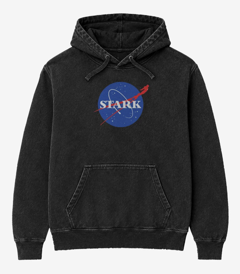 Poleron Canguro Acid Wash Negro de Nasa Stark