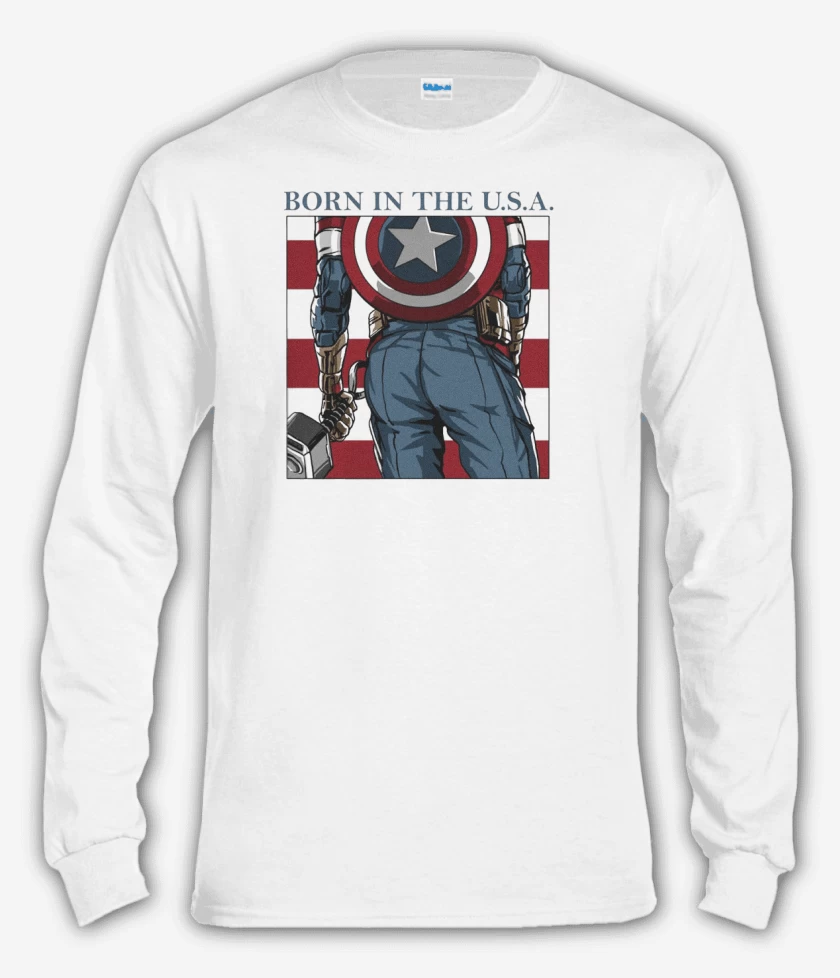 Polera manga larga Blanco de Born in the u.s.a