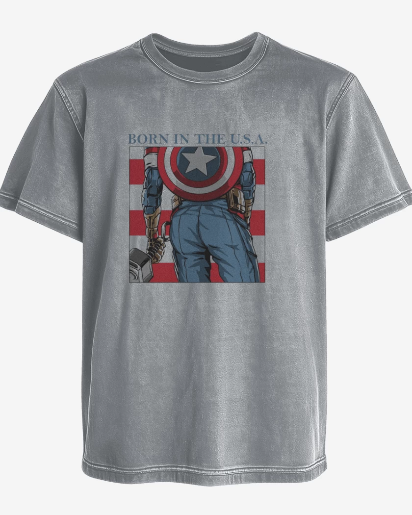 Polera desgastada Gris Melange de Born in the u.s.a
