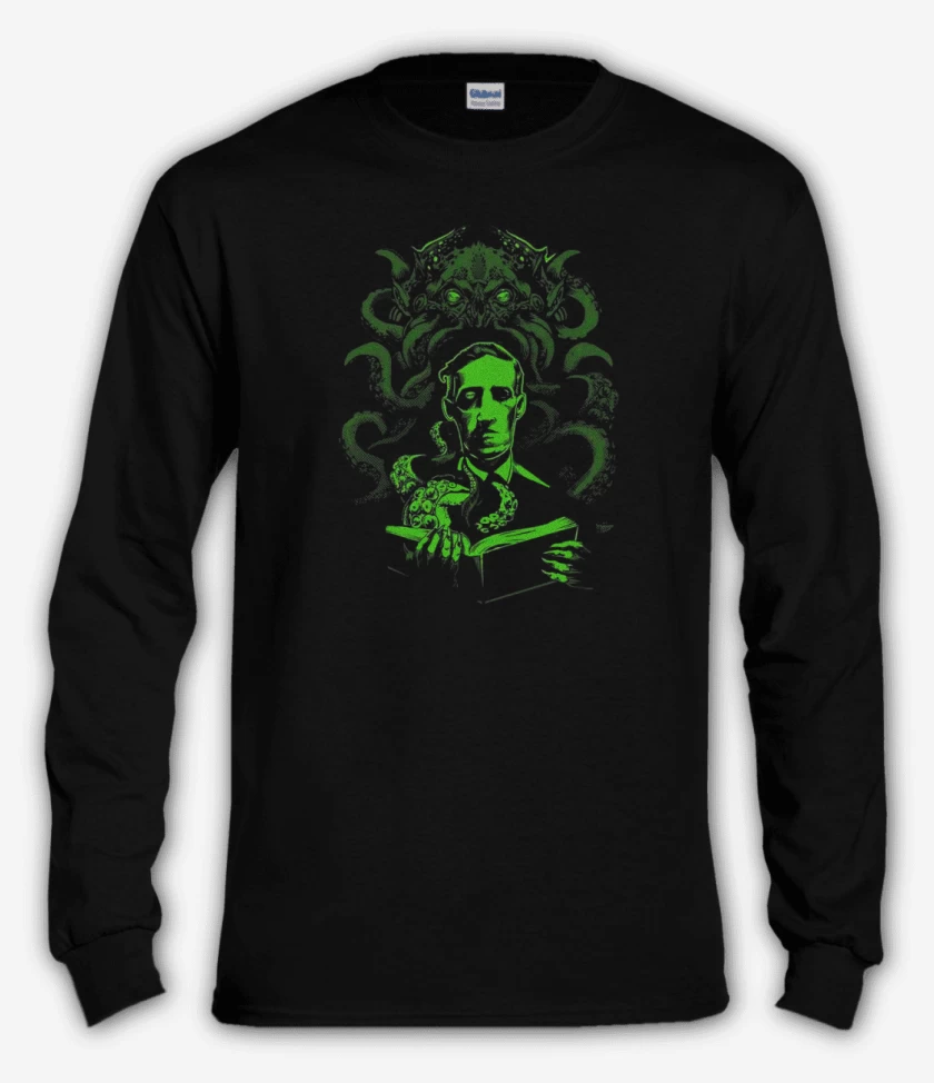 Polera manga larga Negro de Cthulhu Lovecraft