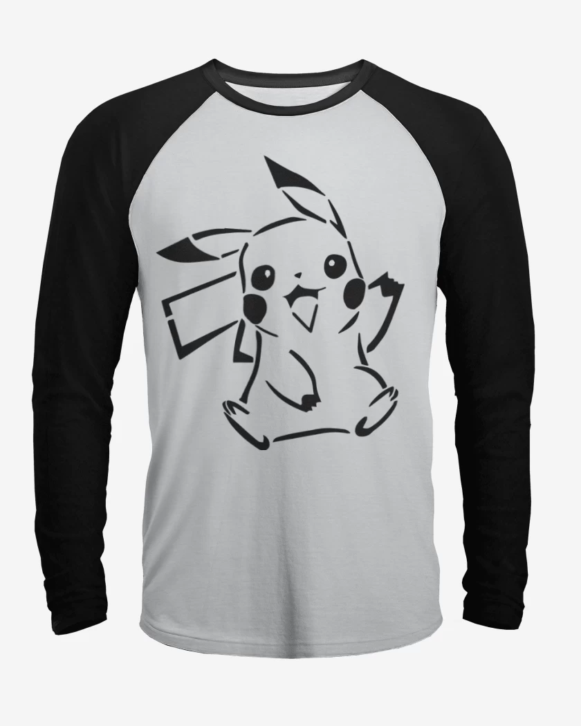 Polera Raglan Blanco / Negro de Pikachu