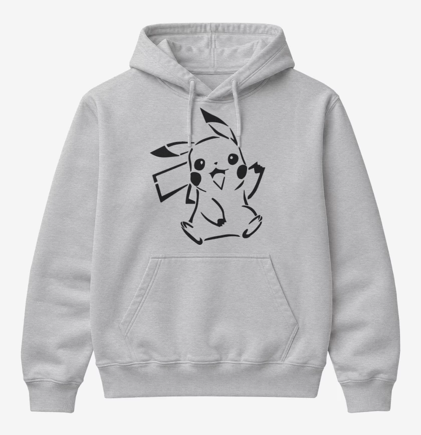 Poleron Canguro básico Gris Melange de Pikachu