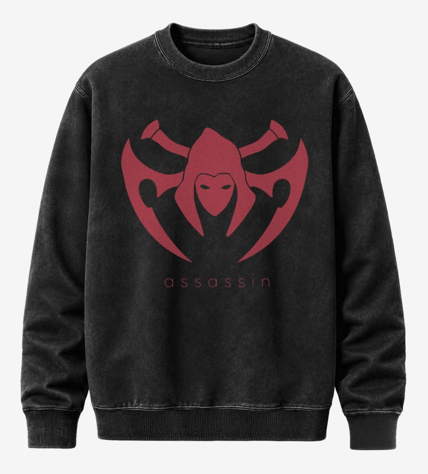 Poleron Polo Acid Wash Negro de Assassin