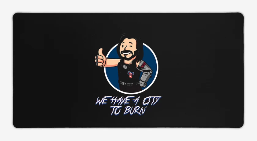 Mouse pad Gamer Negro de Cyberpunk we have a city to burn