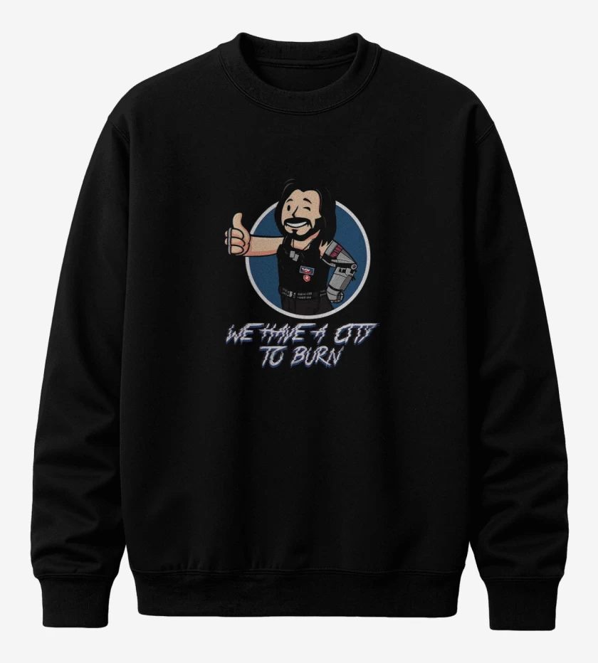 Poleron polo Negro de Cyberpunk we have a city to burn