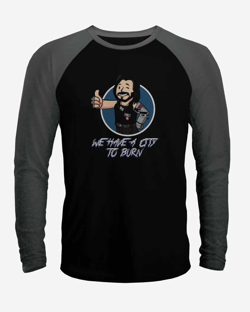Polera Raglan Cyberpunk we have a city to burn