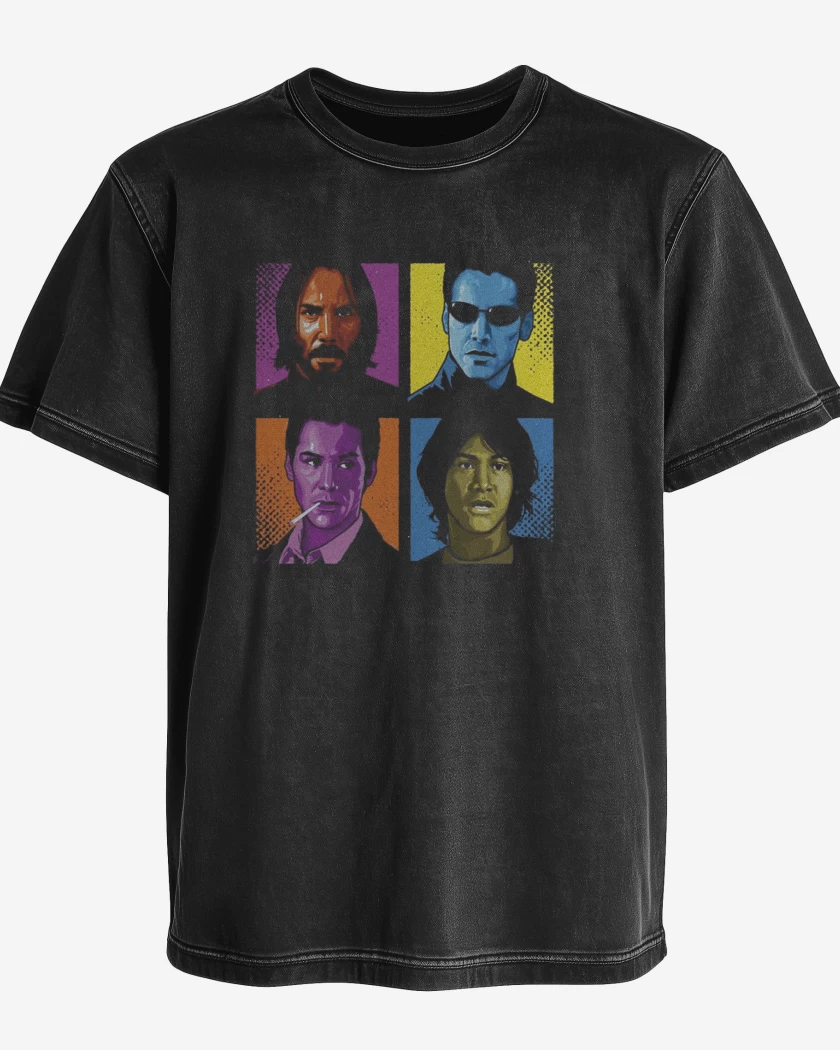 Polera desgastada Negro de keanu reeves