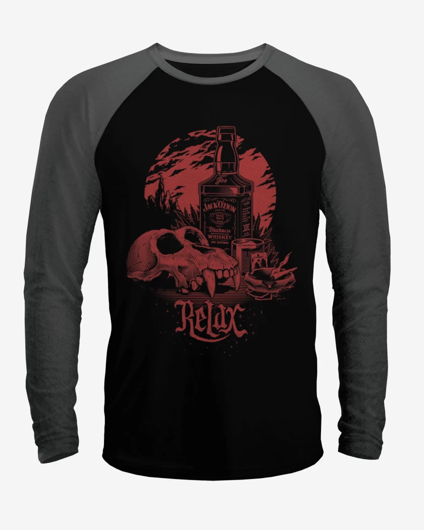 Polera Raglan Negro / Negro Heather de Relax 