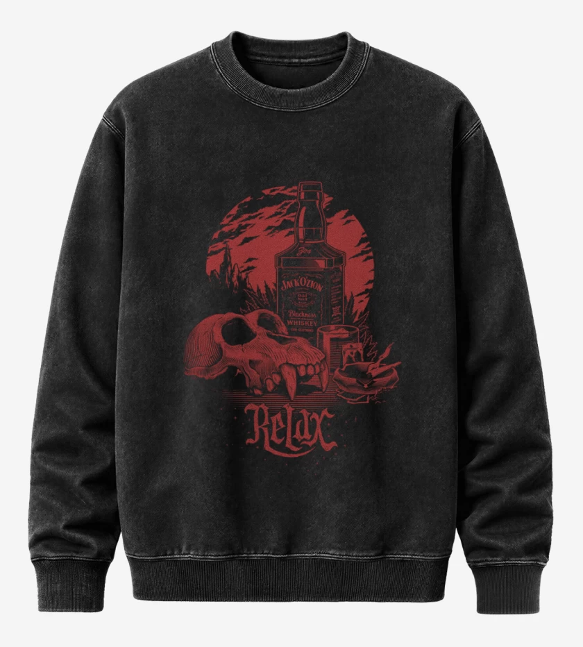 Poleron Polo Acid Wash Negro de Relax 