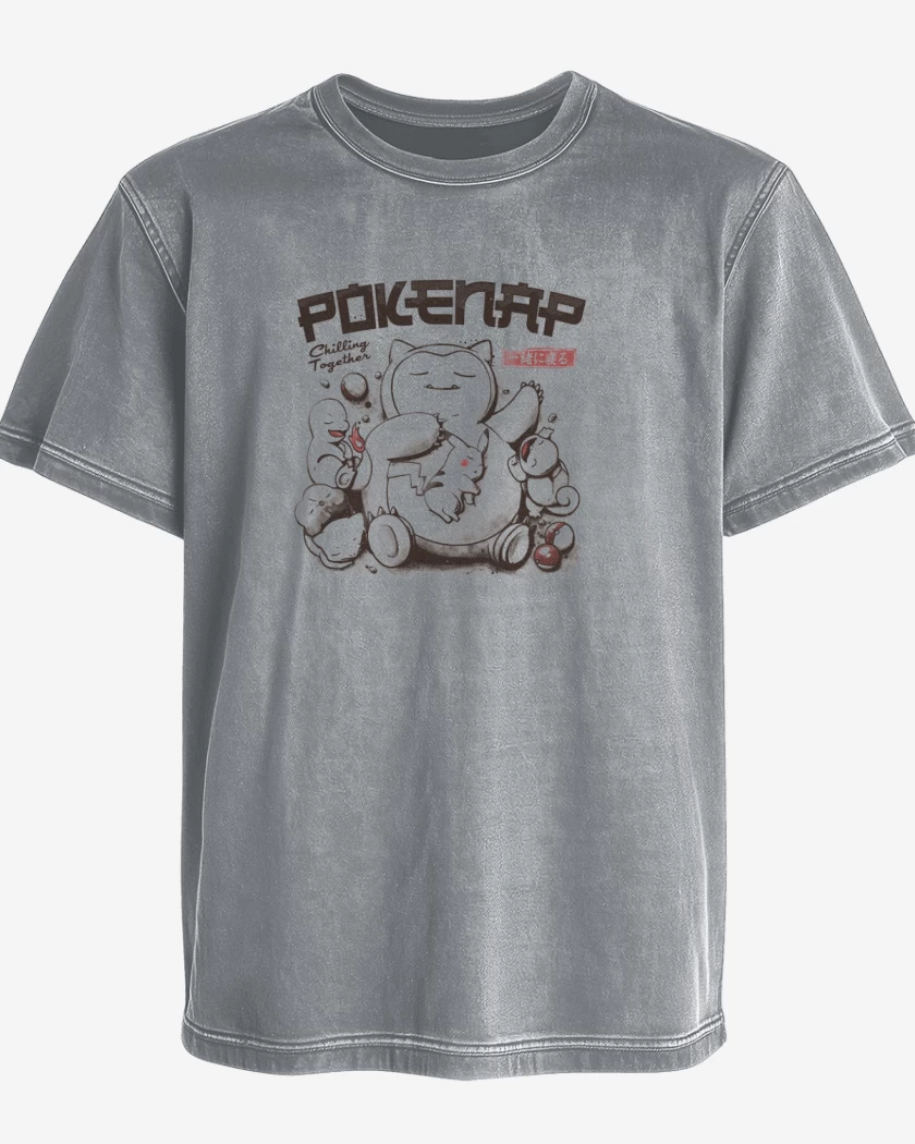 Polera desgastada Gris Melange de Pokenap