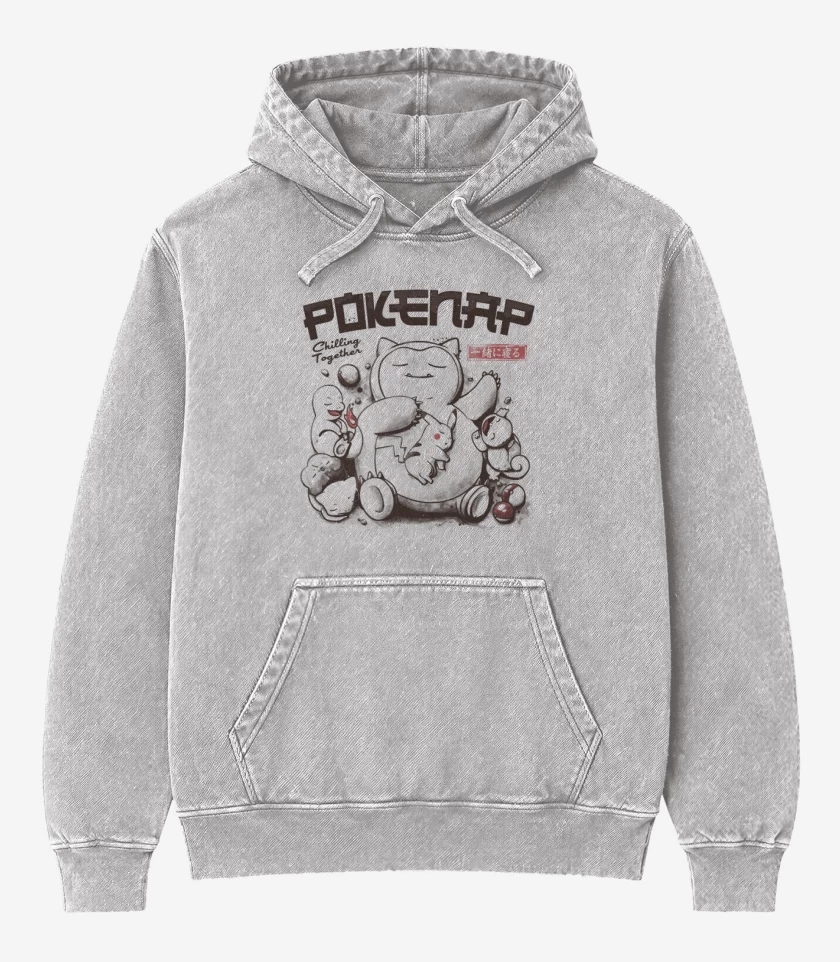 Poleron Canguro Acid Wash Gris Melange de Pokenap