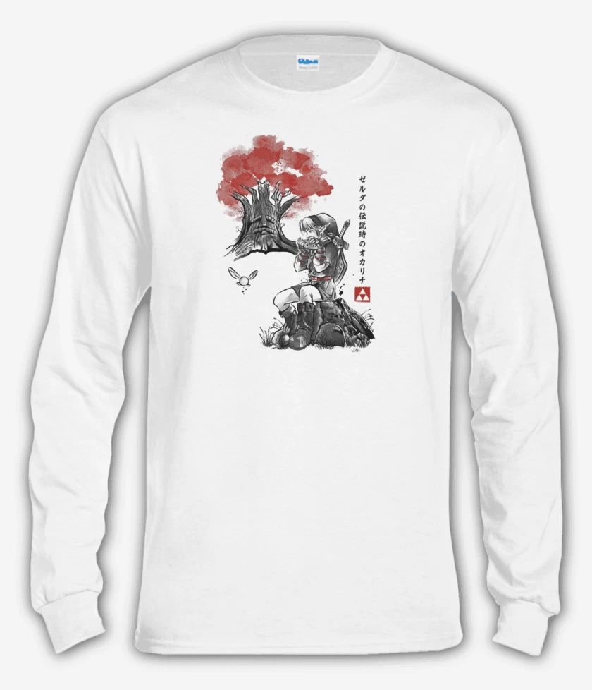 Polera manga larga Link blanco y negro
