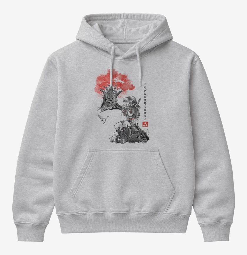 Poleron Canguro básico Gris Melange de Link blanco y negro