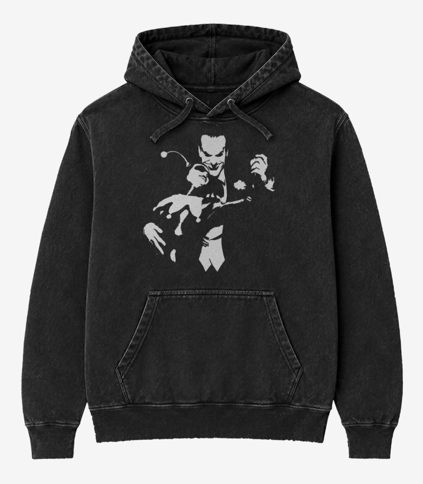 Poleron Canguro Acid Wash Negro de Mad love
