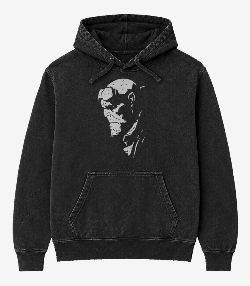 Poleron Canguro Acid Wash Negro de Chico del infierno