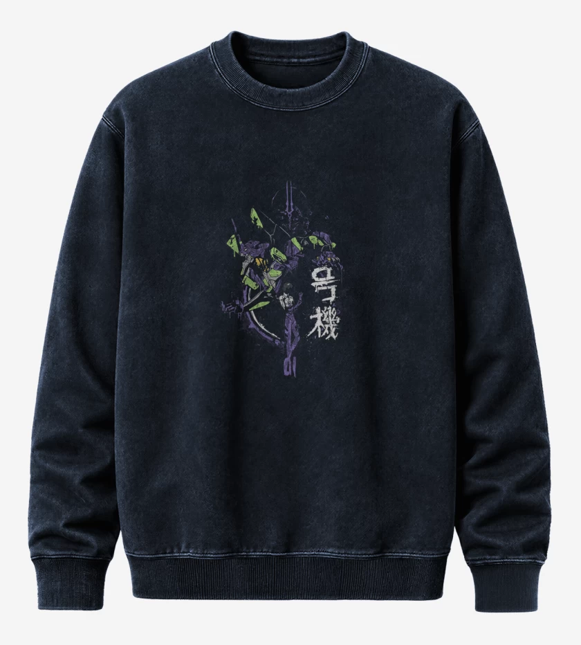 Poleron Polo Acid Wash Azul Marino de eva Shinji Ikari