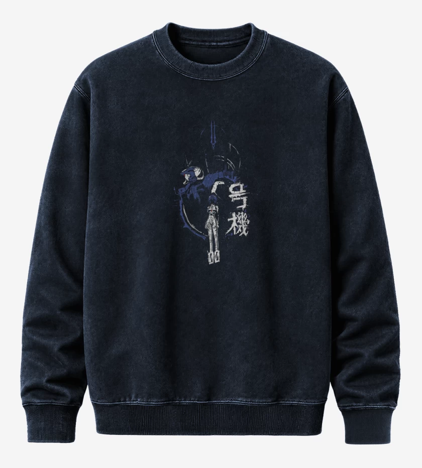 Poleron Polo Acid Wash Azul Marino de Eva Rei Ayanami