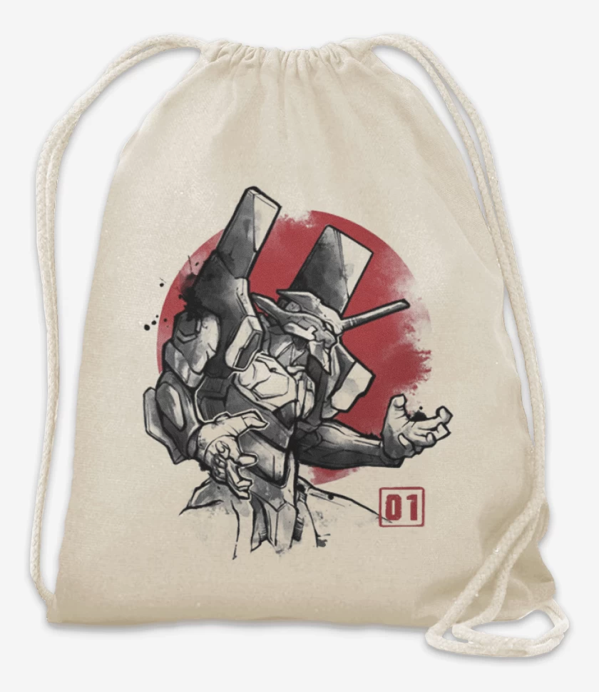 Mochila Blanco de Evangelion blanco y negro