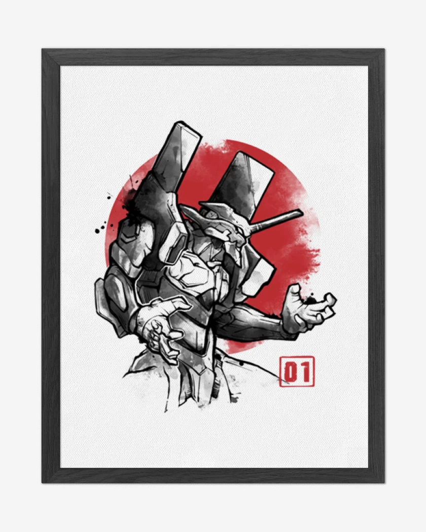 Cuadro decorativo Evangelion blanco y negro