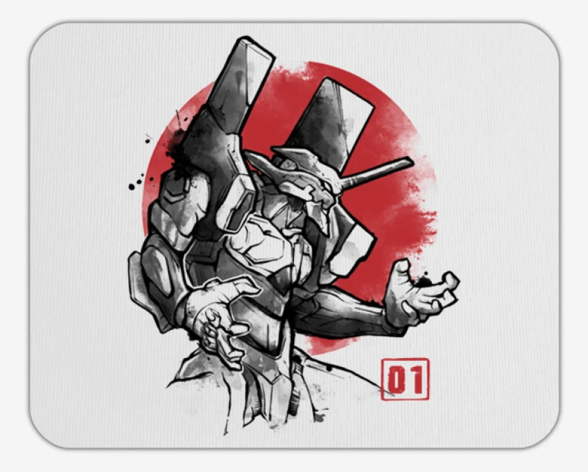 Mousepad Evangelion blanco y negro