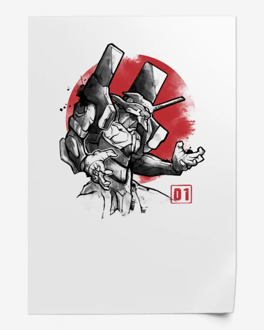 Print Evangelion blanco y negro